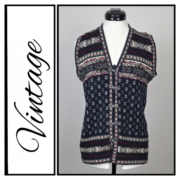 Vintage Knit Nordic Vest β No Tag (Estimated Size: Medium) - Picture 1 of 7